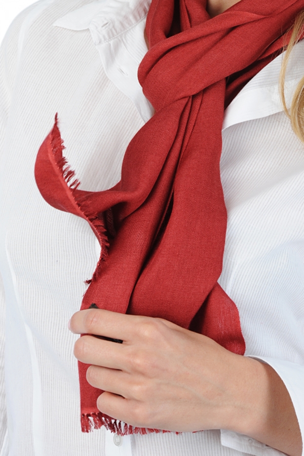 Cashmere & Seta accessori scialli scarva rosso rame profondo 170x25cm